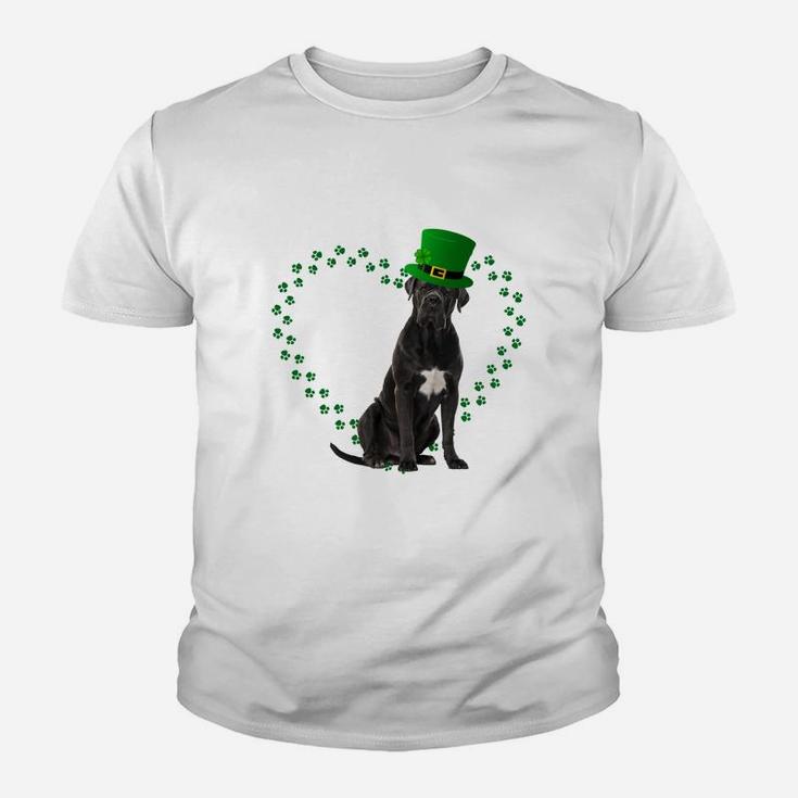 Cane Corso Heart Paw Leprechaun Hat Irish St Patricks Day Gift For Dog Lovers Kid T-Shirt