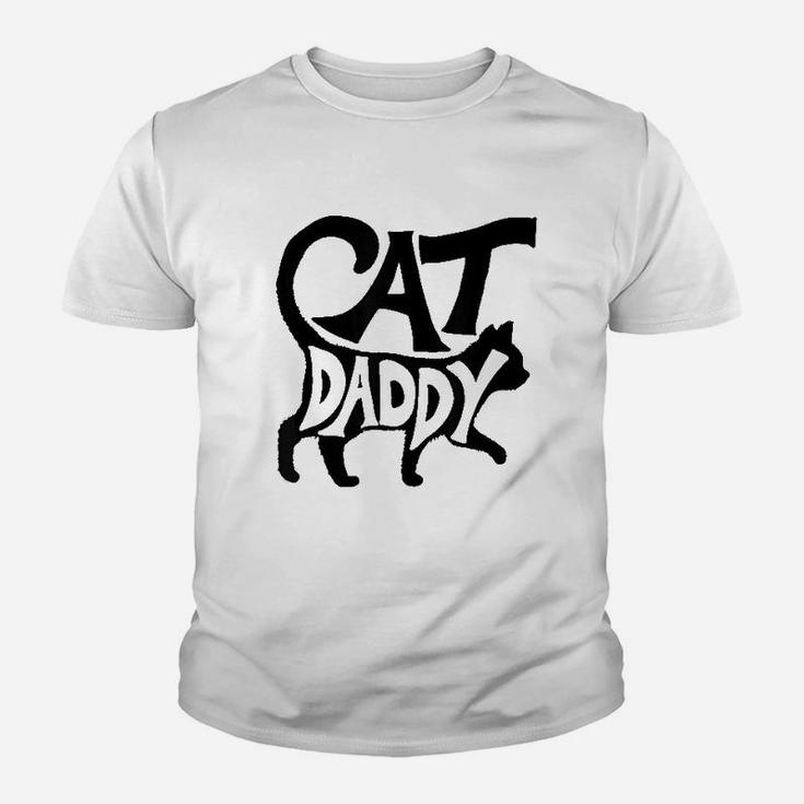 Cat Daddy Funny Cat Dad Simple Minimalist Lettering Kid T-Shirt