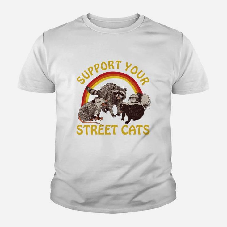 Cat Kitten Support Your Local Street Cats Vintage Kid T-Shirt