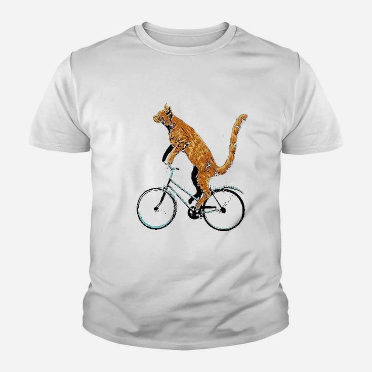 Cat Riding Bicycle Funny Cat For A Cyclist Kid T-Shirt