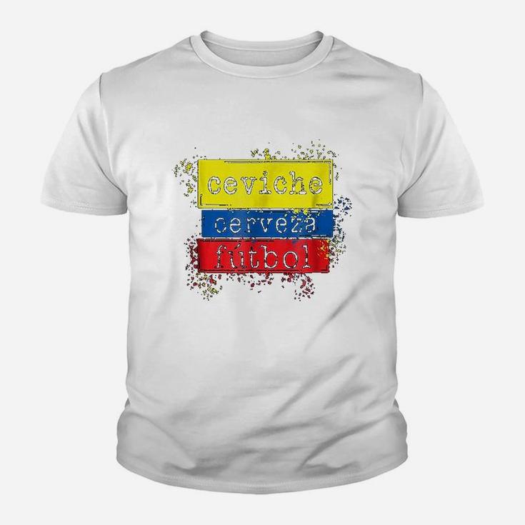 Ceviche Cerveza Futbol Funny Ecuador Flag Soccer Youth T-shirt