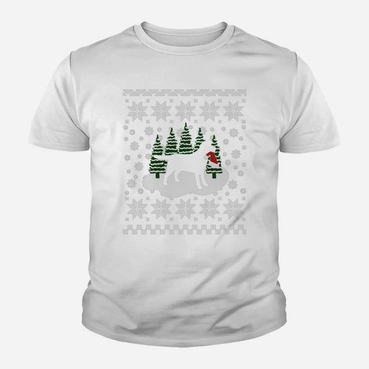 Christmas Black Labrador Silhouette Santa Hat Kid T-Shirt