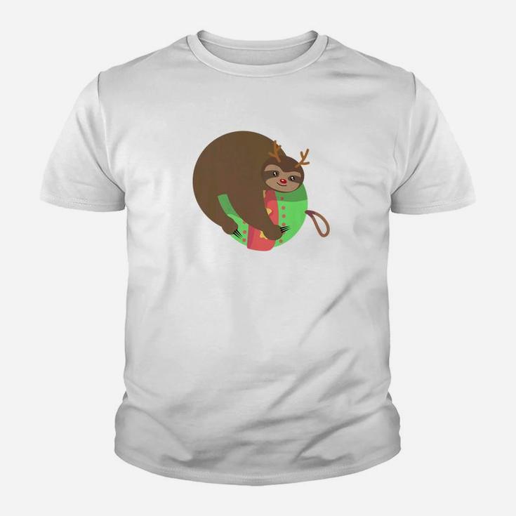 Christmas Sloth Reindeer Antler Christmas Ornament Kid T-Shirt