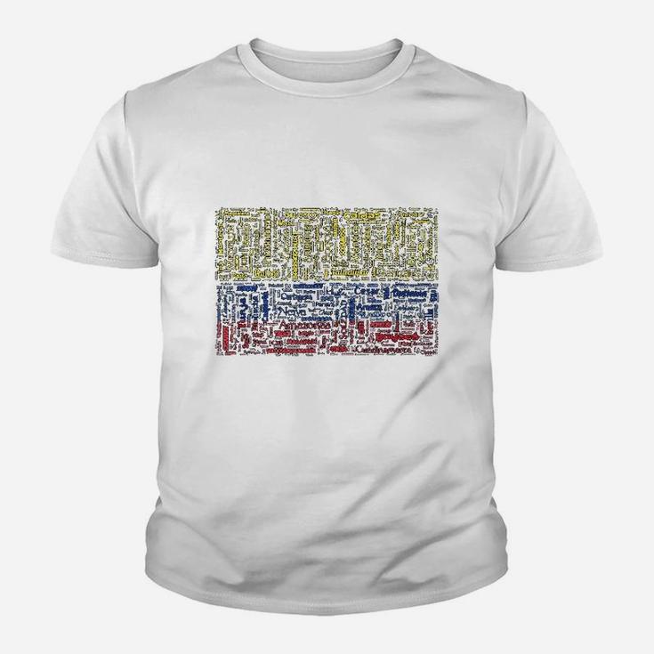 Colombian Flag With Colombian Cities Word Art Gift Youth T-shirt