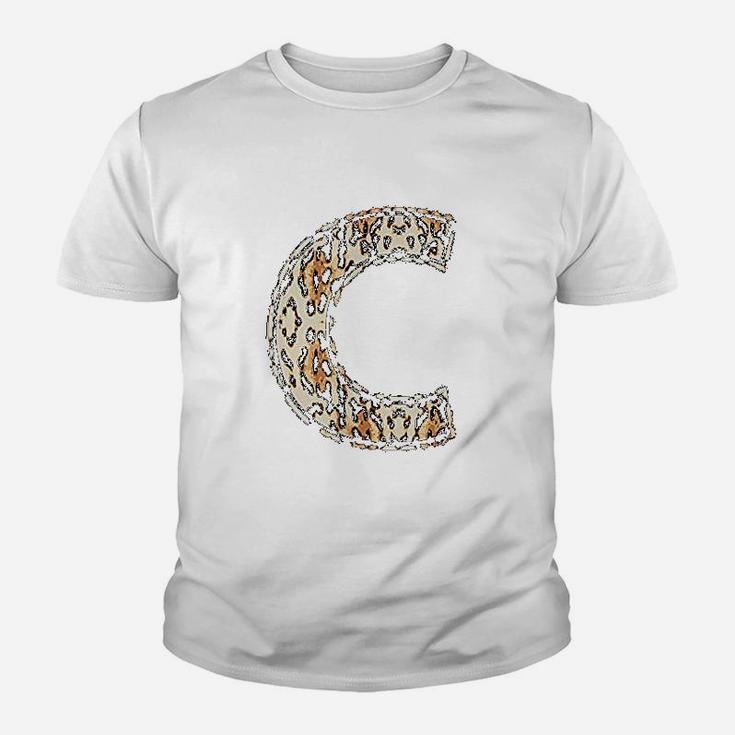 Cool Letter C Initial Name Leopard Cheetah Kid T-Shirt