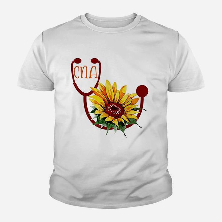Cute Cna Certified Nursing Assistant Sunflower Kid T-Shirt