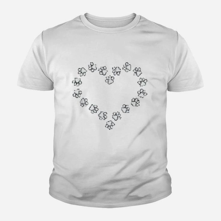 Cute Dog Paws Print Dog Gifts Paw Print Ornament Heart Love Kid T-Shirt