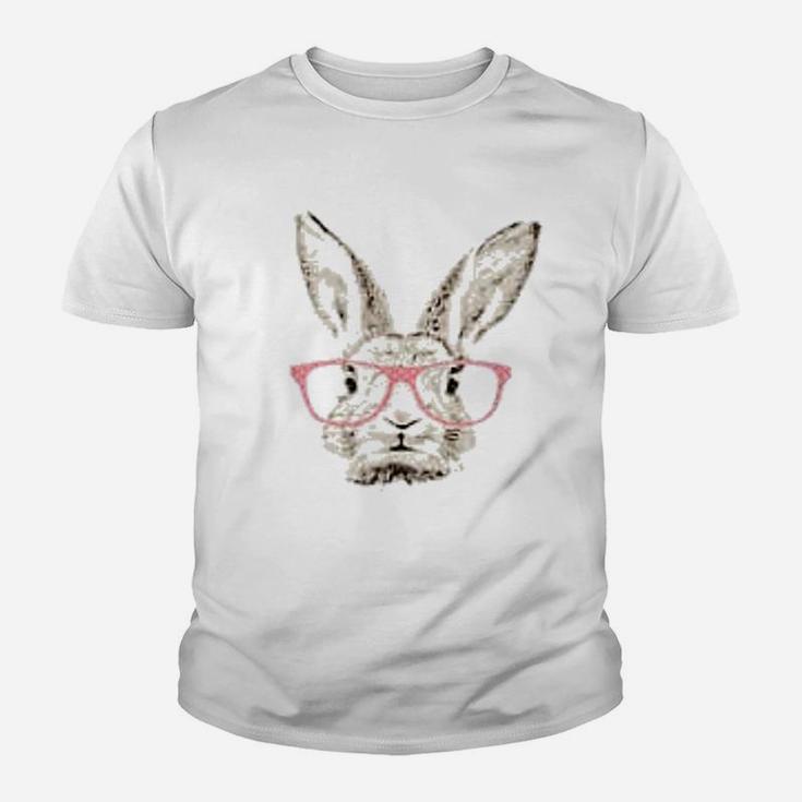 Cute Easter Bunny Rabbit Pink Glasses Hipster Kid T-Shirt