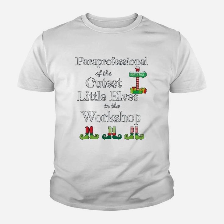 Cute Paraprofessional Teacher Christmas Elves Workshop Kid T-Shirt