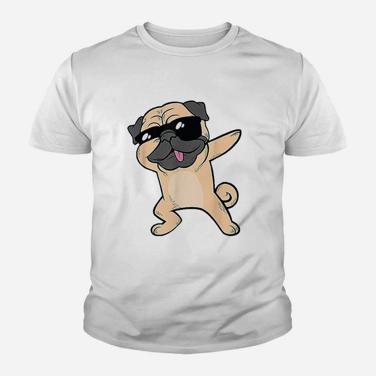 Dabbing Pug Dog Dab Animal Cool Sunglasses Kid T-Shirt