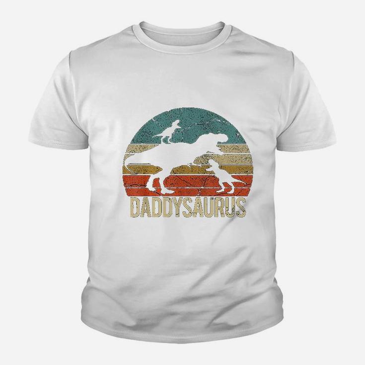 Daddy Dinosaur Daddysaurus 2 Two Kids Christmas Gift For Dad Kid T-Shirt