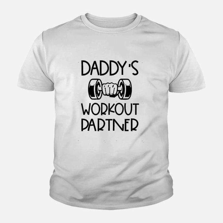 Daddys Workout Partner Funny Fitness Outfits Kid T-Shirt