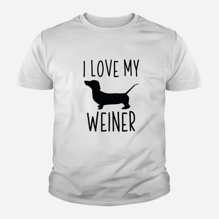 Dog Gifts For Men I Love My Weiner Funny Dachshund Kid T-Shirt