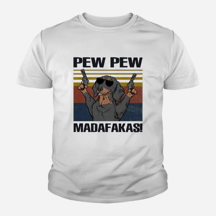 Dog Pew Pew Madafakas Vintage Dachshund Kid T-Shirt