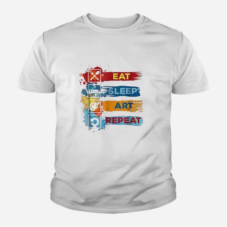 Eat Sleep Art Repeat Artist Art Teacher Kid T-Shirt