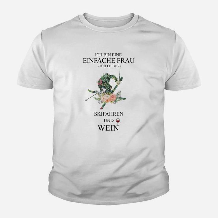 Einfache Frau Kinder Tshirt: Skifahren & Wein, Lustiges Kinder Tshirt für Vino-Fans