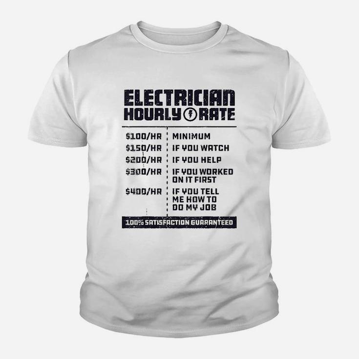 Electrician Hourly Rate Funny Lineman Dad Vintage Gifts Kid T-Shirt