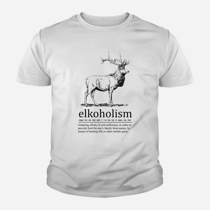 Elkoholism Elk Hunting Kid T-Shirt
