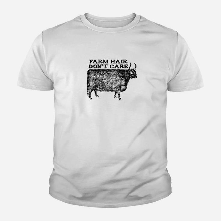 Farm Hair Dont Care Funny Cow Animal Lover Vintage Kid T-Shirt
