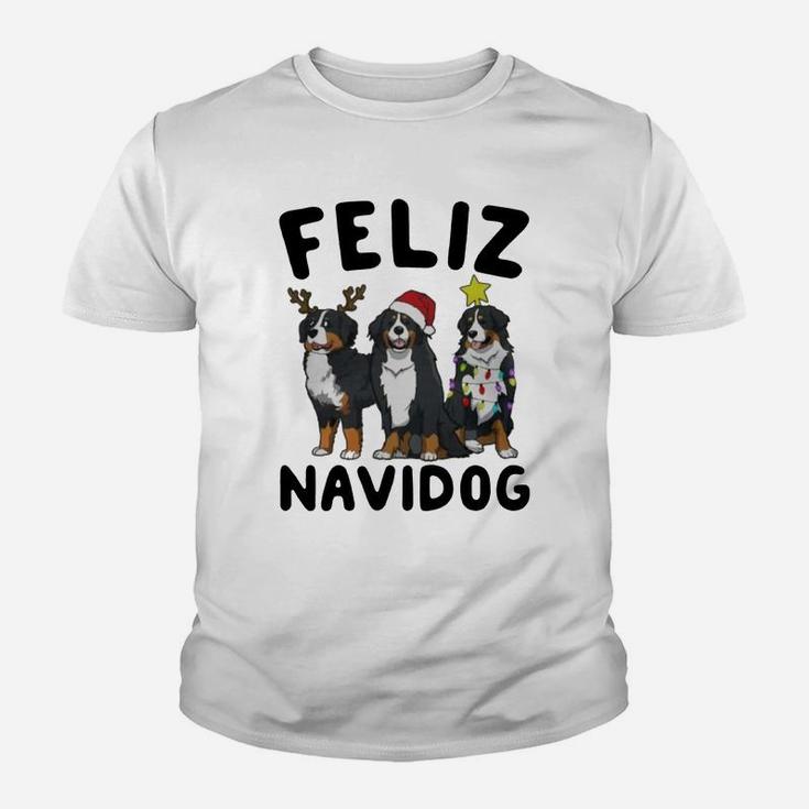 Feliz Navidog Bernese Mountain Dog Christmas Kid T-Shirt