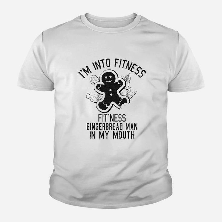 Fitness Gingerbread In My Mouth Funny Christmas Xmas Gift For Her Kid T-Shirt