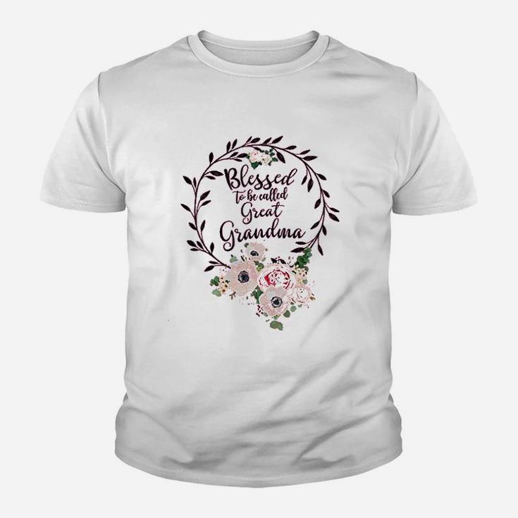 Floral Grandma Blessed To Be Called Great Grandma Youth T-shirt