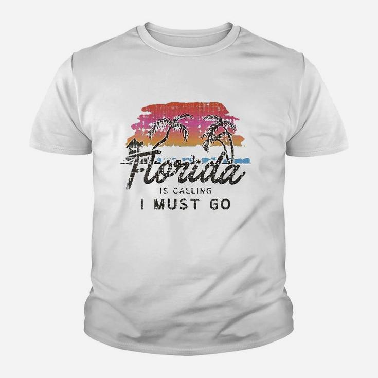 Florida Is Calling I Must Go Summer Vacation Youth T-shirt