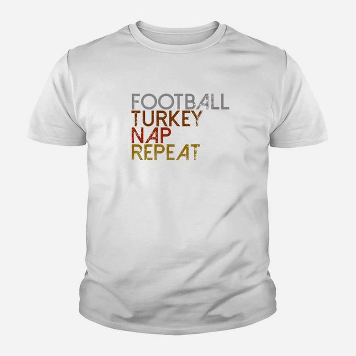 Football Turkey Nap Repeat Thanksgiving Vintage Kid T-Shirt