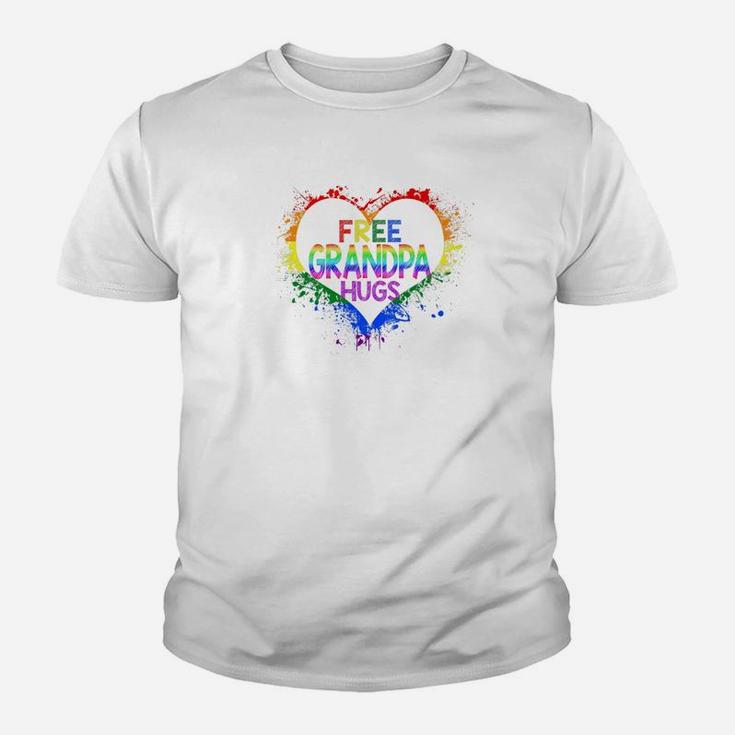Free Grandpa Hugs Lgbt Heart Gay Flag Father Day Gift Premium Kid T-Shirt