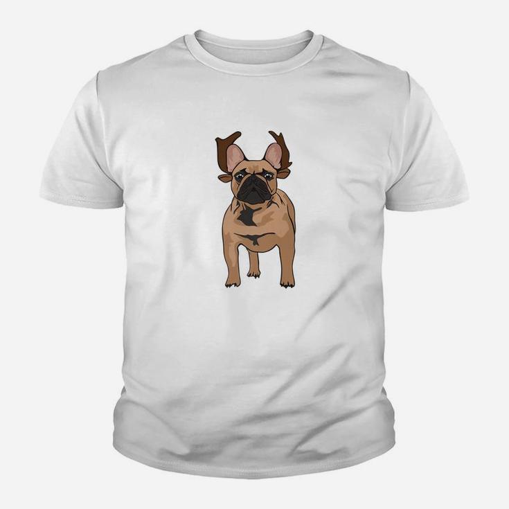 French Bulldog Christmas Shirt For Adults Kids Reindeer Kid T-Shirt