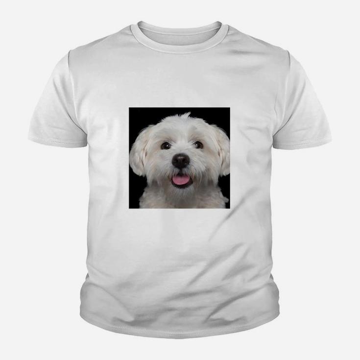 Fröhlicher Hund Malteser Motiv Kinder Tshirt, Weißes Lustiges Tee