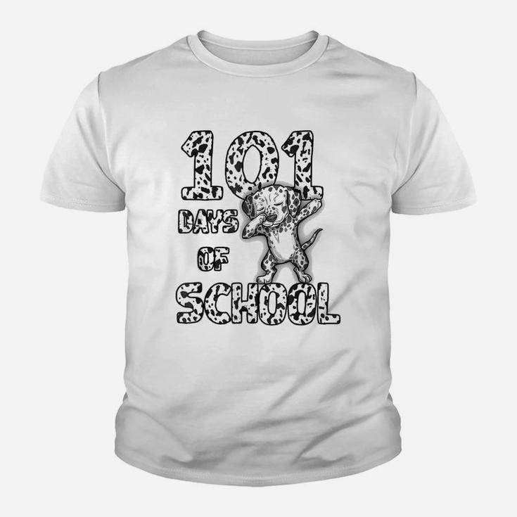 Funny 101 Days School Dabbing Dalmatian Dog 100 Days Teacher Kid T-Shirt
