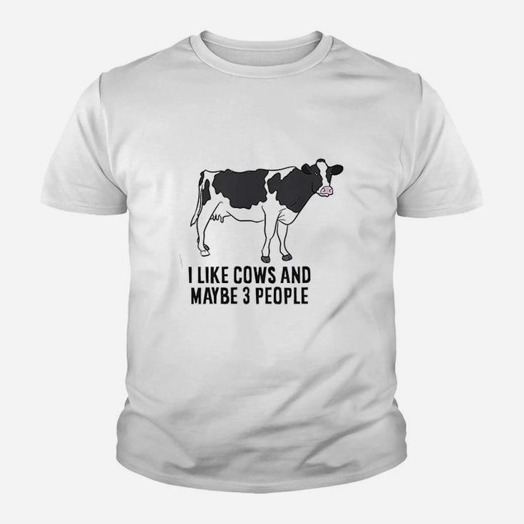 Funny Cow Farmer I Like Cows And Maybe 3 People Cattle Cow Kid T-Shirt