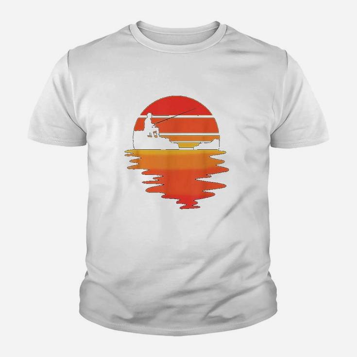 Funny Fisherman Gift Sunset Retro Fishing Catch Fish Kid T-Shirt