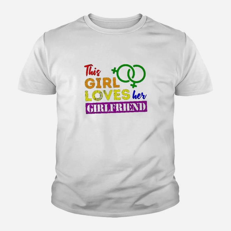 Funny Lgbt Gay Lesbian Pride This Girl Loves Her Girlfriend Kid T-Shirt