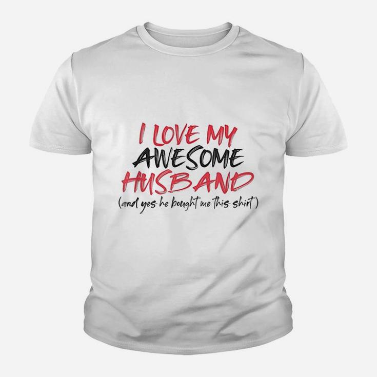 Funny Valentines Day Wife I Love My Awesome Husband Kid T-Shirt