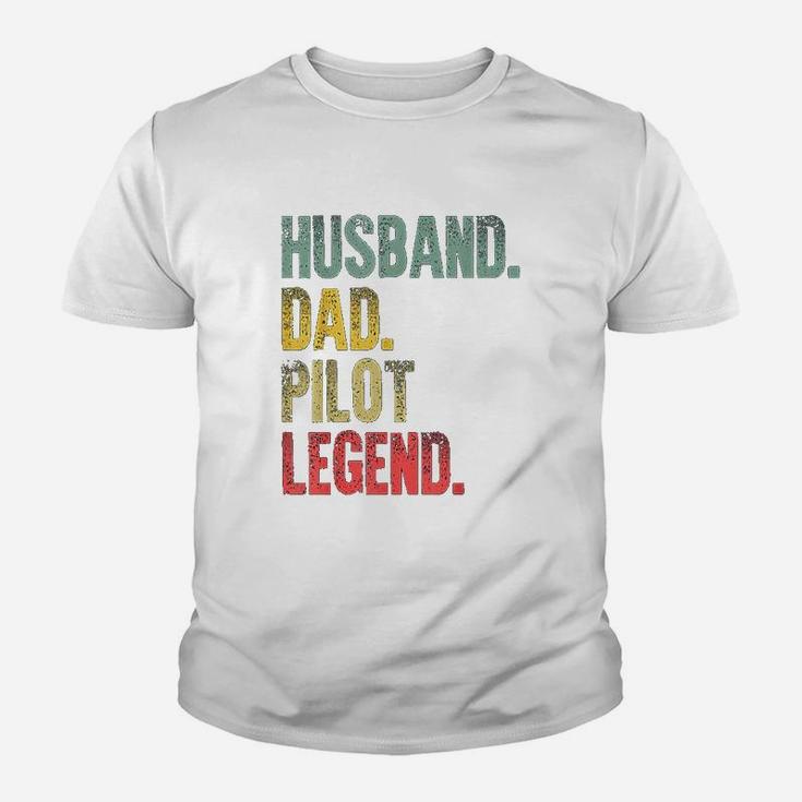 Funny Vintage Husband Dad Pilot Legend Retro Kid T-Shirt