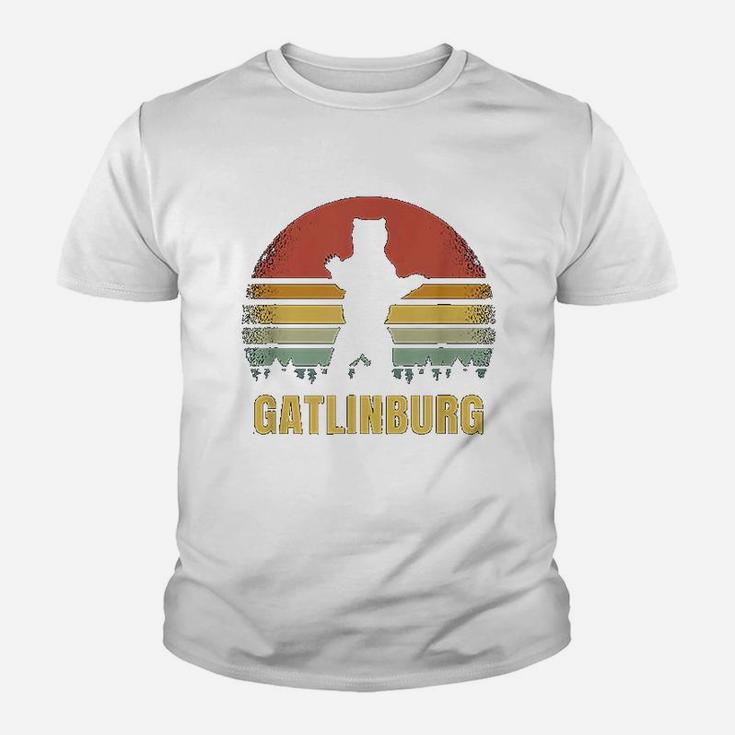 Gatlinburg Tennessee Vintage Bear Tn Distressed 80s Sunset Kid T-Shirt