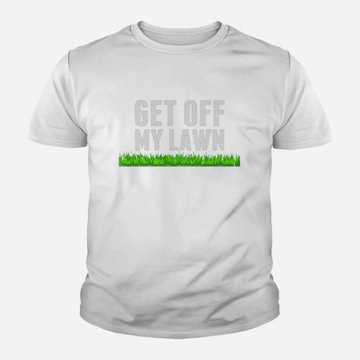 Get Off My Lawn Shirt Grumpy Old Man Fathers Day Dad Gift Kid T-Shirt