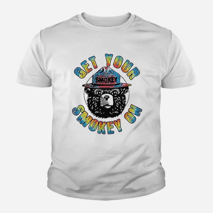 Get Your Smokey On Smokey Bear Tie Dye Graphic Kid T-Shirt
