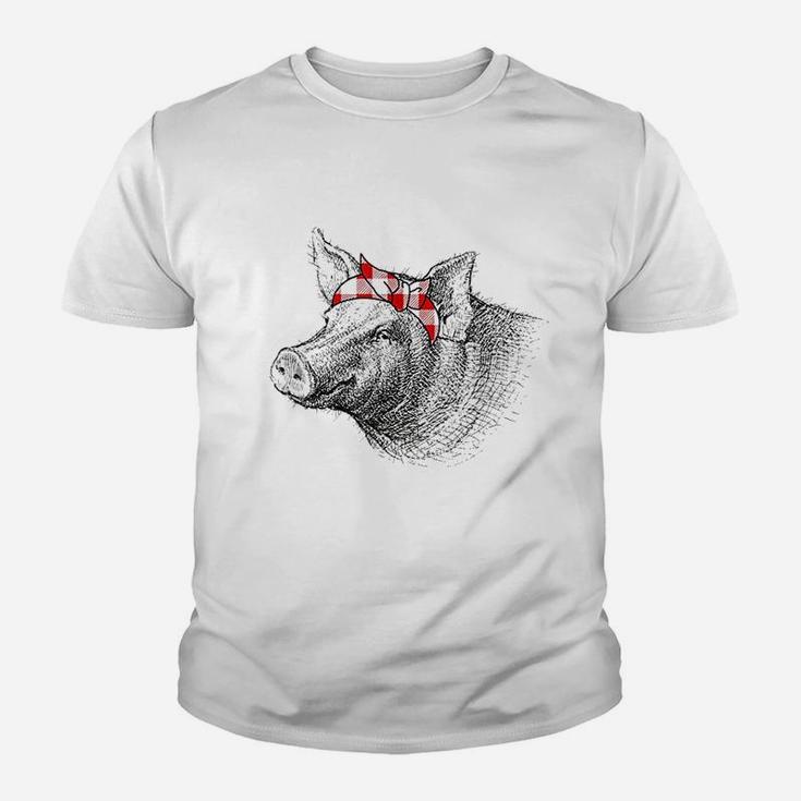 Girl Pig Southern Farm Animal Pig Lover Gift Kid T-Shirt