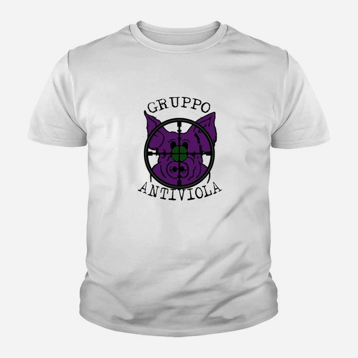 Gruppo Antiviola Logo Herren Kinder Tshirt in Weiß, Fanmode Design