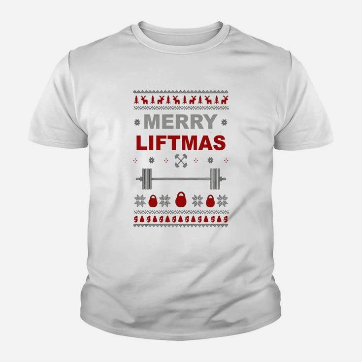 Gym Merry Liftmas Christmas Ugly Sweater Kid T-Shirt