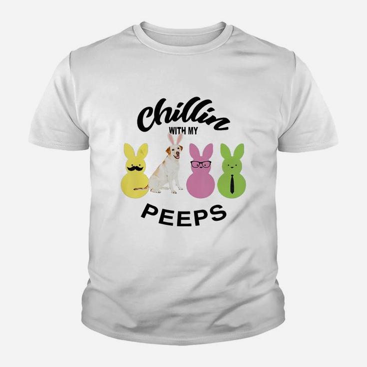 Happy 2021 Easter Bunny Cute Labrador Retriever Chilling With My Peeps Gift For Dog Lovers Kid T-Shirt