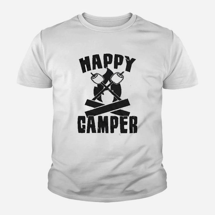 Happy Camper Funny Camping Cool Hiking Graphic Vintage Kid T-Shirt
