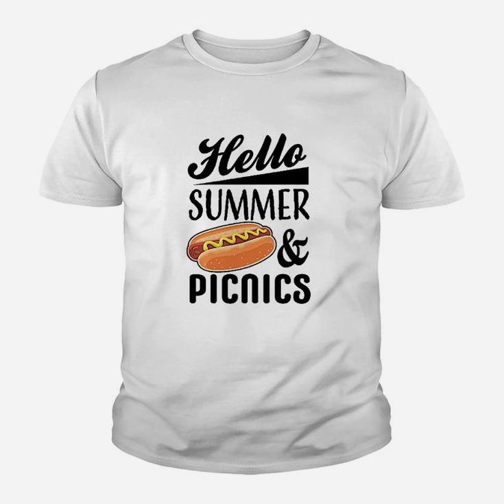 Hello Summer And Picnics With Hot Dog Kid T-Shirt
