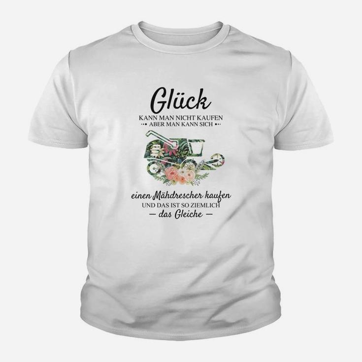 Herren Kinder Tshirt Glück & Motorrad, Blumenmotiv Spruch-Kinder Tshirt