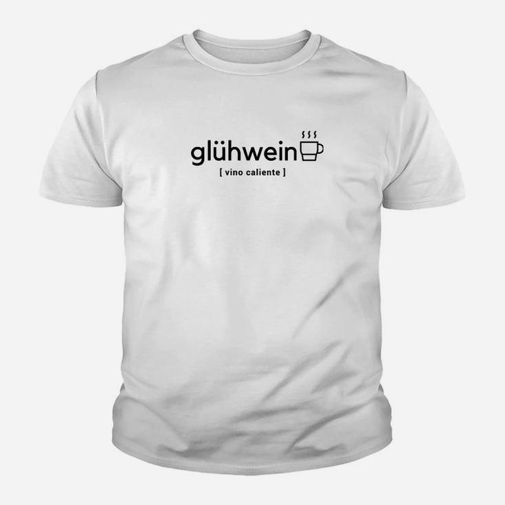 Herren Kinder Tshirt: Glühwein-Motiv & Vino Caliente Schrift – Weiß