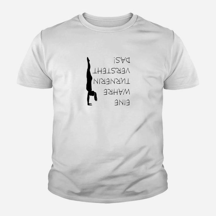 Herren Yoga-Pose Kinder Tshirt, Spiegeltext May The Inversion Be With You