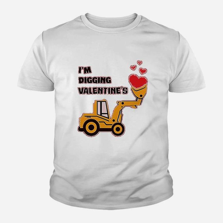 I Am Digging Valentines Gift For Tractor Loving Boys Kid T-Shirt